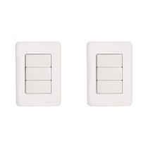 Kit C/2 - Conjunto Perlex Aros 4X2 Branco Com Placa(3Simp... Kit C/2 - Conjunto Perlex Aros 4X2 Branco Com Placa(3Simp...