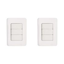 Kit C/2 - Conjunto Perlex Aros 4X2 Branco Com Placa(3Simp...