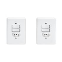 Kit C/2 - Conjunto Perlex''Branca''Com Placa(2Simples+Tomada ..