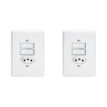 Kit C/2 - Conjunto Perlex''Branca''Com Placa(2Simples+Tomada ..