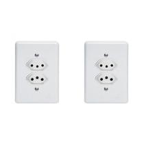 Kit C/2 - Conjunto Perlex''Branca''Com Placa(2Tomadas 10A...