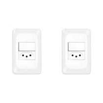 Kit C/2 - Conjunto Pial Pop 4X2 Branco Com Placa (1Simple...