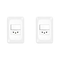 Kit C/2 - Conjunto Pial Pop 4X2 Branco Com Placa (1Simple... Kit C/2 - Conjunto Pial Pop 4X2 Branco Com Placa (1Simple...