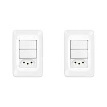 Kit C/2 - Conjunto Pial Pop 4X2 Branco Com Placa (2Simple...