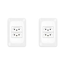 Kit C/2 - Conjunto Pial Pop 4X2 Branco Com Placa (2Tomada...