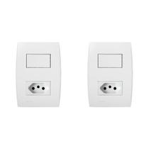 Kit C/2 - Conjunto Soprano Ilus 4X2 Branco Com Placa(1Sim... Kit C/2 - Conjunto Soprano Ilus 4X2 Branco Com Placa(1Sim...