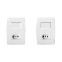 Kit C/2 - Conjunto Soprano Ilus 4X2 Branco Com Placa(1Sim...