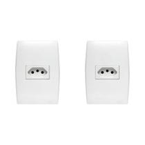 Kit C/2 - Conjunto Soprano Ilus 4X2 Branco Com Placa(1Tomada ..