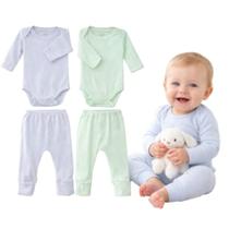 Kit C/ 2 Conjuntos Bebês Body + Mijão Canelado Pé Reversível -