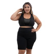 Kit C/ 2 Conjuntos Blackout Moda Fitness Top E Short Feminino Plus Size Kit C/ 2 Conjuntos Blackout Moda Fitness Top E Short Feminino Plus Size