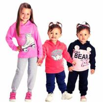 Kit c/2 conjuntos outono/inverno infantil menina mundo mania basico e pratico para dia a dia