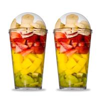 Kit C/2 Copo Tampa Bolha 400Ml Servir Salada Doces 15,5X8Cm