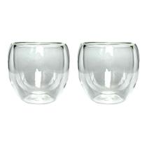 Kit C/2 Copo Xícara De Vidro Parede Dupla Chá Café 80mL