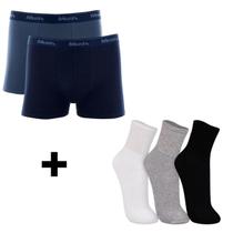 Kit C/ 2 Cuecas Boxer Basic Cotton Mash Tam:MCor:AzulMarAzulJeans + 3 Pares De Meia Unissex Trifil Tam:39Cor:Sortidos