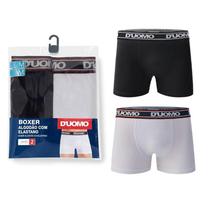 Kit c/2 cuecas boxer duomo algodão preta e branca - D'UOMO