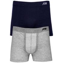 Kit C/2 cuecas boxer em Algodão sem costura Rioman. Cor marinho e mescla