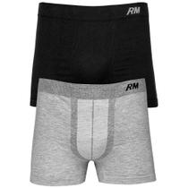 Kit C/2 cuecas boxer em Algodão sem costura Rioman.Cor Preto e Mescla