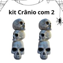 Kit c/2 decoração Torre crânios 38cm Halloween plástico