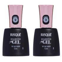 Kit c/2 Esmalte Risque Diamond Gel Fixador Top Coat