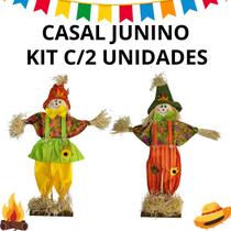 Kit c/2 Espantalhos Casal Palha Decoração Festa Junina J64