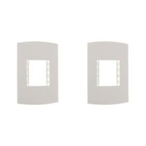 Kit C/2 - Espelho Placa Peesa Alfa P1505 4X2 2Modulo Branco