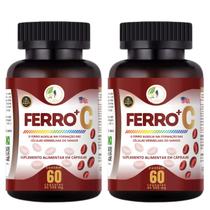 KIT C/2 Ferro Vitamina C Quelado Premium 60 Cáps Fits Life