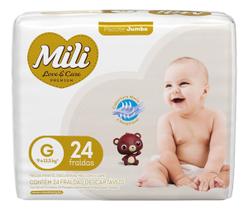 Kit c/ 2 Fralda Infantil Mili Love Care Jumbo G 24 un