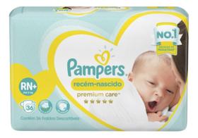 Kit c/ 2 Fraldas Descartaveis Premium Care RN+ 36un Pampers