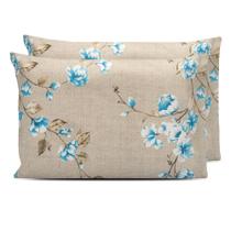 Kit c/ 2 Fronhas 90cmx50cm Ponto Palito Percal Flex Estampado 400 Fios Toque Acetinado