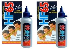 Kit c/2 HF65 Plus Original Loção 120ml Fim dos Cabelos Brancos Para Mulheres e Homens - Pepilon Kit c/2 HF65 Plus Original Loção 120ml Fim dos Cabelos Brancos Para Mulheres e Homens - Pepilon