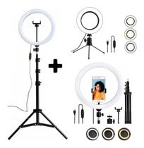 Kit C/ 2 Iluminador De Led C/ Tripe Ring Light 6'' E 10'' - Tecno