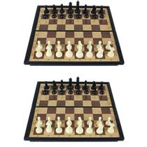 Kit C/2 Jogos de Xadrez Pocket Tabuleiro Dobrável Cada Um C/32 Peças