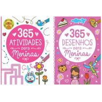 Kit C/ 2 Livros Meninas 365 Atividades + 365 Desenhos Colorir