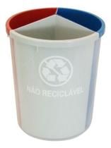 Kit C/ 2 Lixeira Mix Plástico 3 Divisões P/ Coleta Seletiva