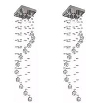 Kit C/2 Luminárias De Cristal Space Decor, Com 1,40m De Altura Kit C/2 Luminárias De Cristal Space Decor, Com 1,40m De Altura