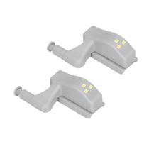 Kit c/ 2 luminárias led para dobradiças automática cinza 1w 3000k + 2 pilhas - bronzearte