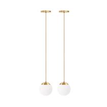 Kit c/2 lustre pendente globo bola vidro led jabuticaba stuttgart champanhe brilho - branco quente