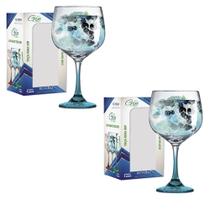 Kit c/2 Luva de Taça de Vidro Gin Club Haste Azul 690ml - Ruvolo