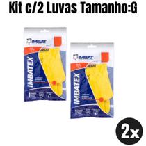 Kit c/2 Luvas Latex Forrada Amarela Tam: G Imbat