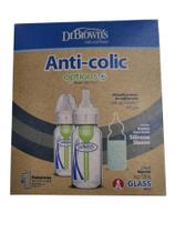 Kit c/ 2 mamadeiras de vidro, Dr. Browns, Anti-Colic, 120ml, Inclui capa de silicone - Original!