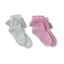 Kit c/ 2 Meia Infantil Menina Renda e Laço Zulekinha