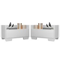 Kit c/ 2 Mesas de Cabeceira 80 cm c/ Pés Quadrados Multimóveis Branca