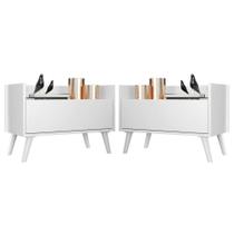 Kit c/ 2 Mesas de Cabeceira 80 cm c/ Pés Retrô Multimóveis Branca