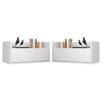 Kit c/ 2 Mesas de Cabeceira 80 cm Suspensa Multimóveis Branca Kit c/ 2 Mesas de Cabeceira 80 cm Suspensa Multimóveis Branca