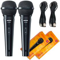 Kit c/ 2 microfones shure de mão com fio sv200 unidirecional