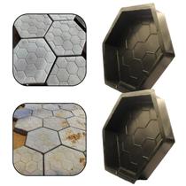 Kit c 2 Molde Fabricação Bloco Concreto p Piso Paver Pavimentação Calçada Intertravado 25x25x6 Desenhado Estriado Listrado