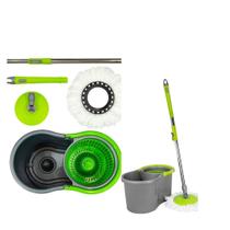 KIT C/2 Mop Giratório Inox com Balde Centrífuga 12L e Refil de Microfibra