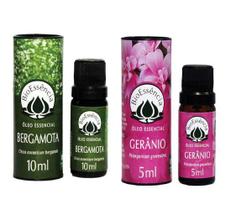 Kit C/2 Óleo Essencial Bergamota 10ml e Gerânio 5 ml Bioessência