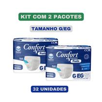 Kit c/ 2 pacotes Fralda Confort Master Pants G/EG com 16 unidades