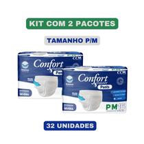 Kit c/ 2 pacotes Fralda Confort Master Pants P/M com 16 unidades Kit c/ 2 pacotes Fralda Confort Master Pants P/M com 16 unidades